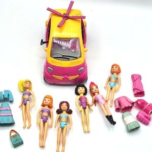 Polly Pocket Doll Lot With Clothing Car Vehicle Accessories